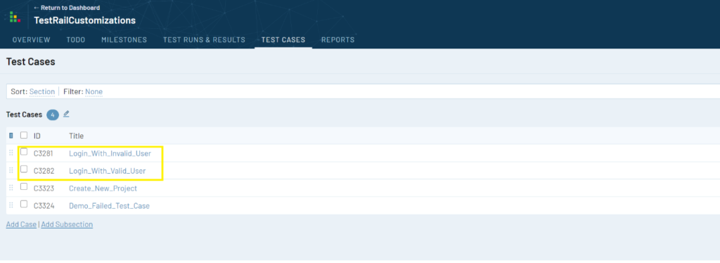 Test case titles in TestRail