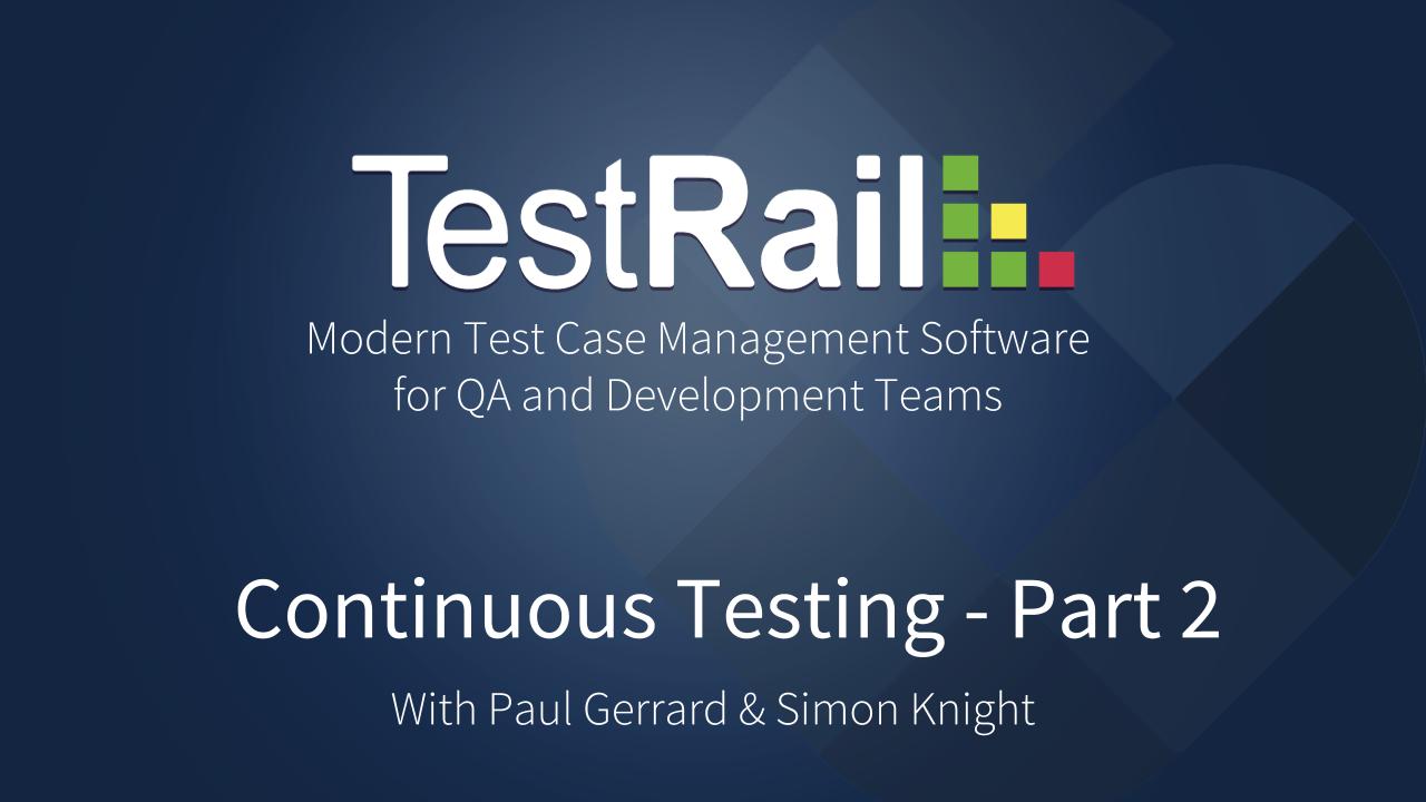 Continuous Testing. Continuous Integation. Continuous Delivery. TestRail.