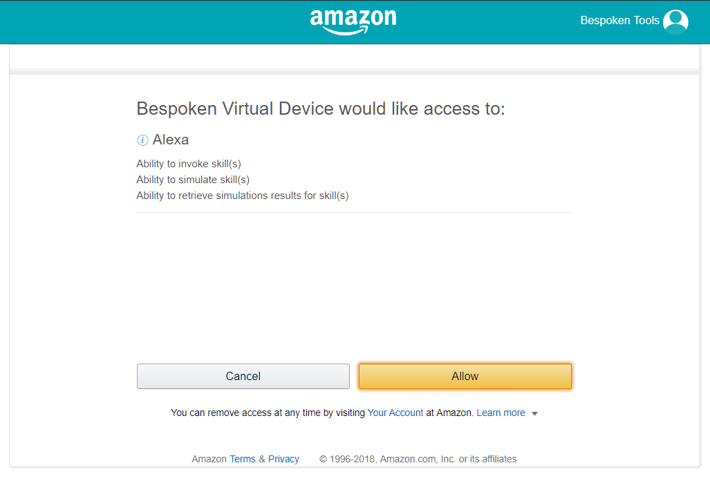 Amazon Alexa virtual device token