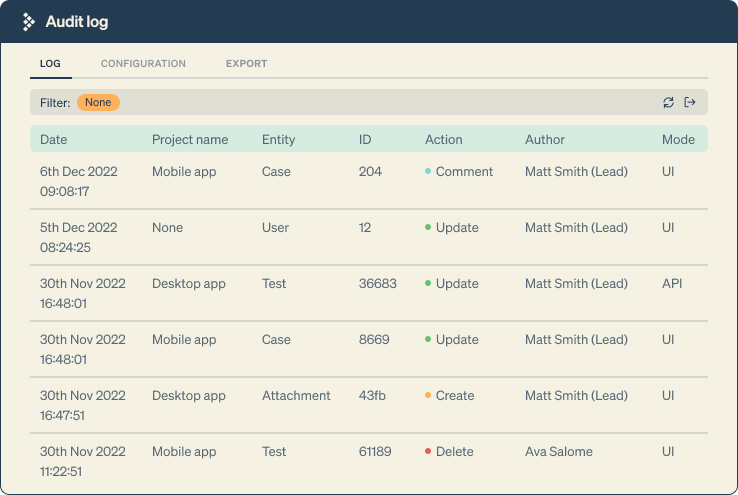audit log UI