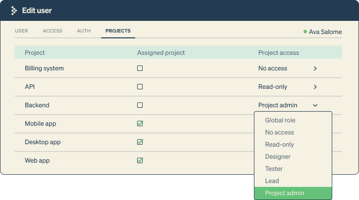 edit user UI