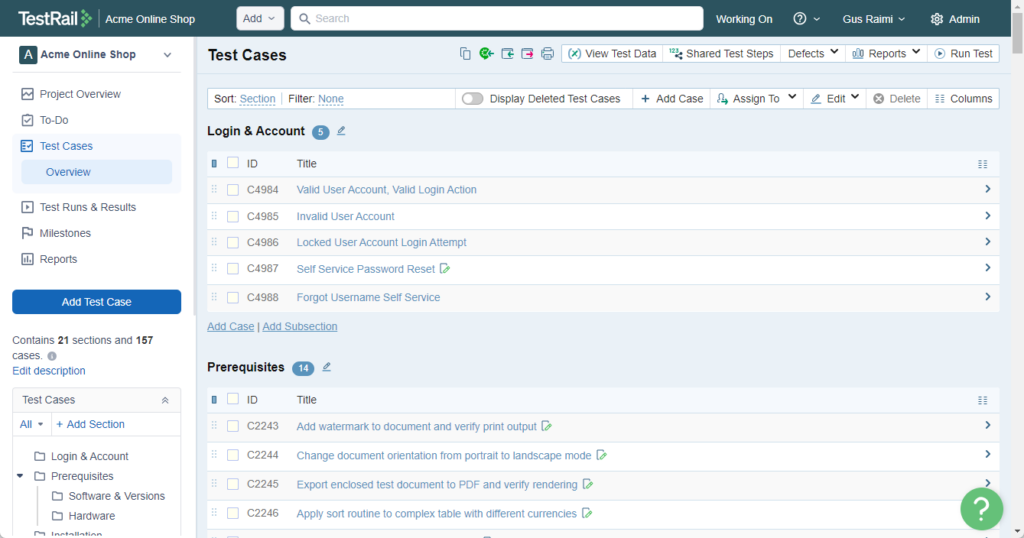 Image: Organize your TestRail test case repository based on priority.